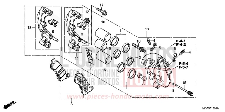 ETRIER DE FREIN AVANT (FJS600A9-2KO/FJS600AB/DB) de SILVER WING SWORD SILVER METALLIC (NHA95) de 2011